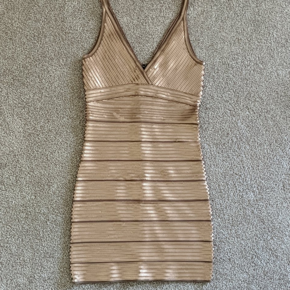 Rosegold bodycon sequin party dress